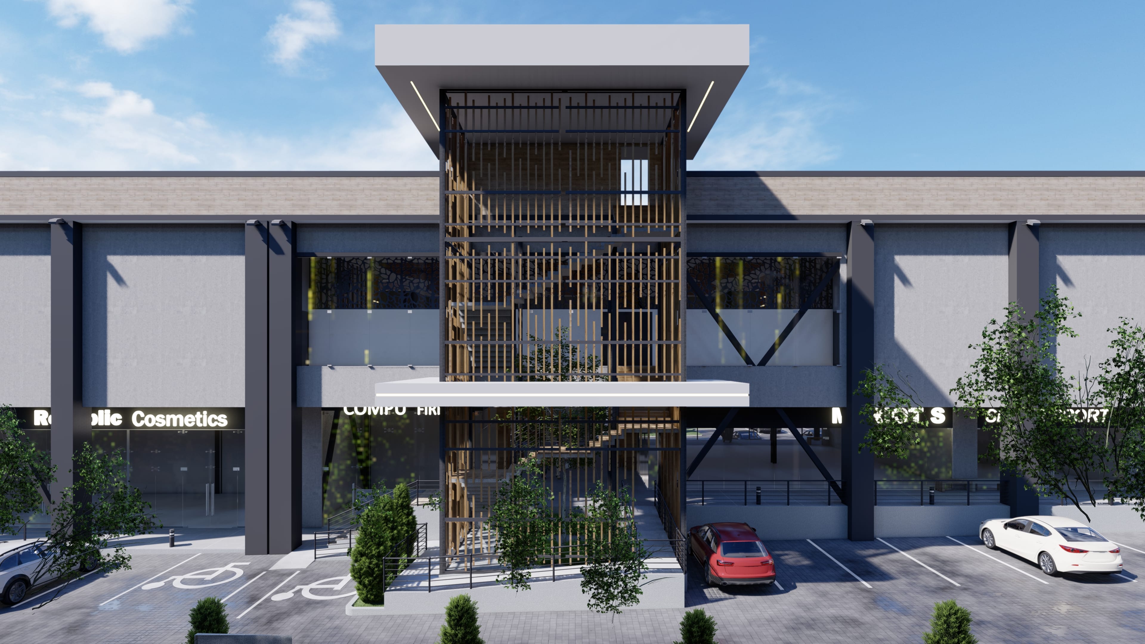 Fachada Módulo Gradas Servicio